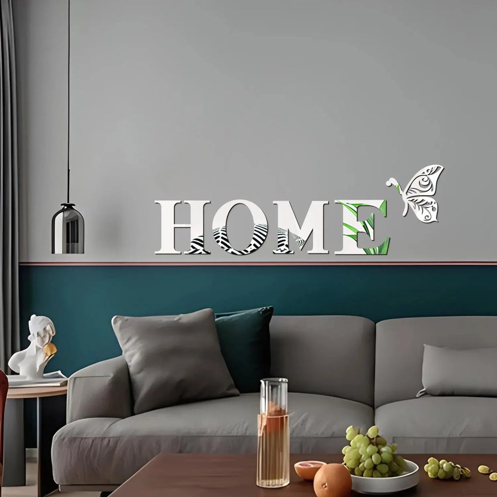 3D Mirror Wall Decal - HOME