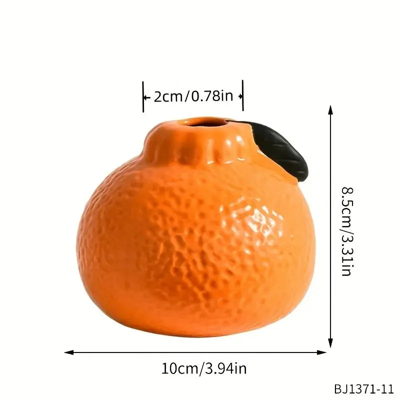 Orange Ceramic Vase - Modern Tabletop Planter for Hydroponics