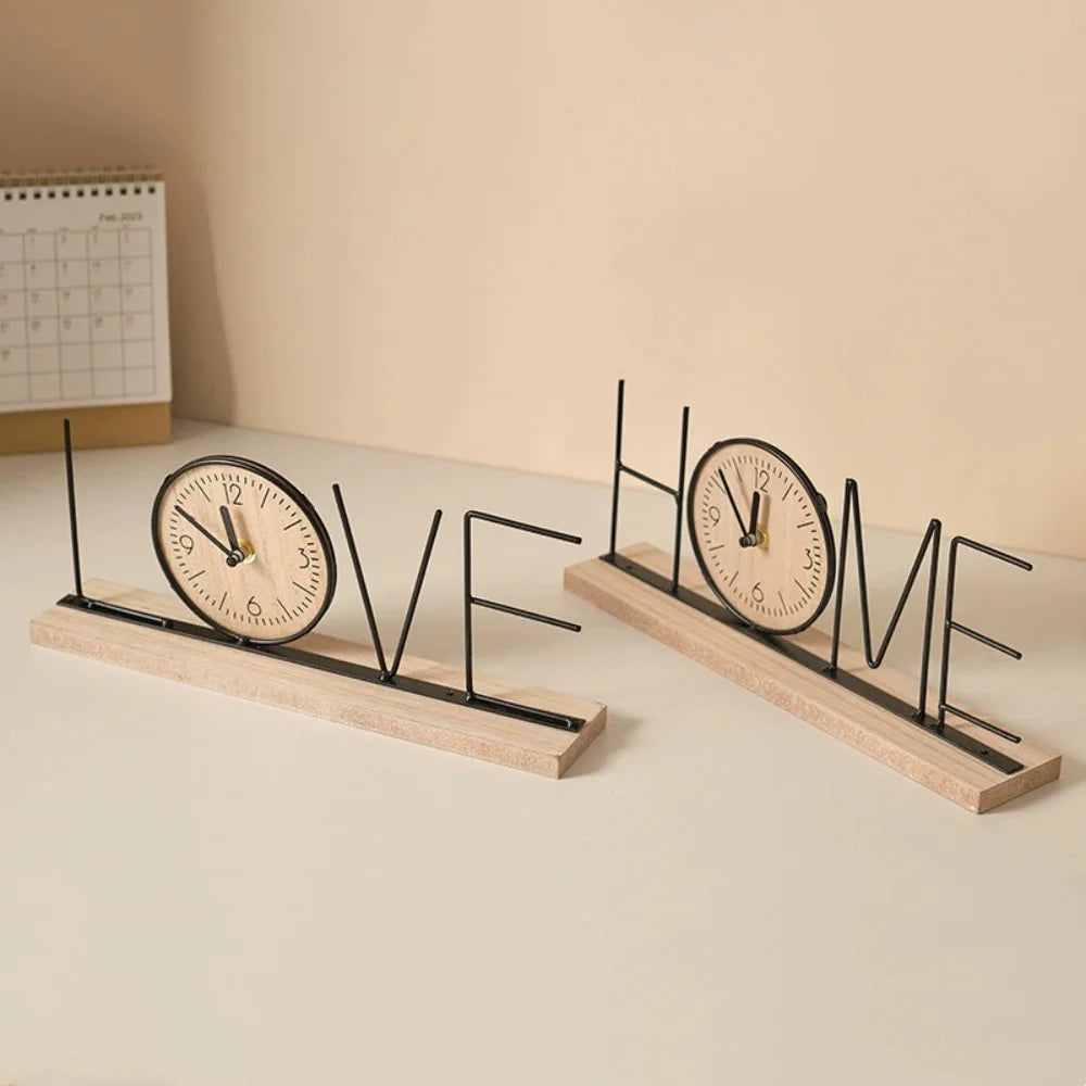 Retro Wooden Desktop Clock - Creative Home Decor Ornament