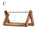 Glass Terrarium with Wooden Stand - Hydroponic Plant Vase Set