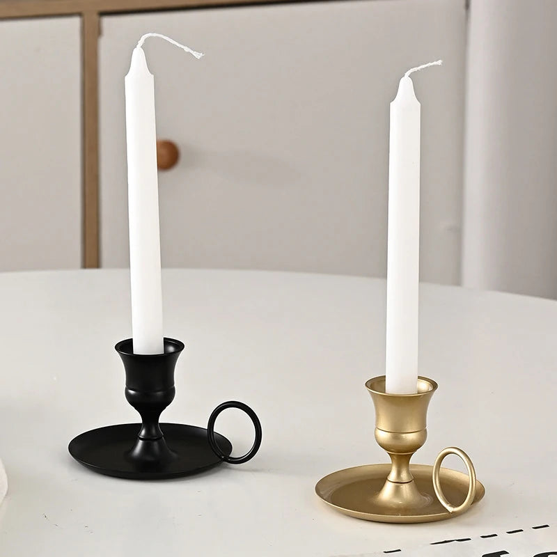 Metal Candle Holder with Handle - Decorative Centerpiece for Dining & Events