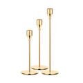 Gold Metal Candle Holders Set of 3 - Modern Elegant Wedding & Home Decor
