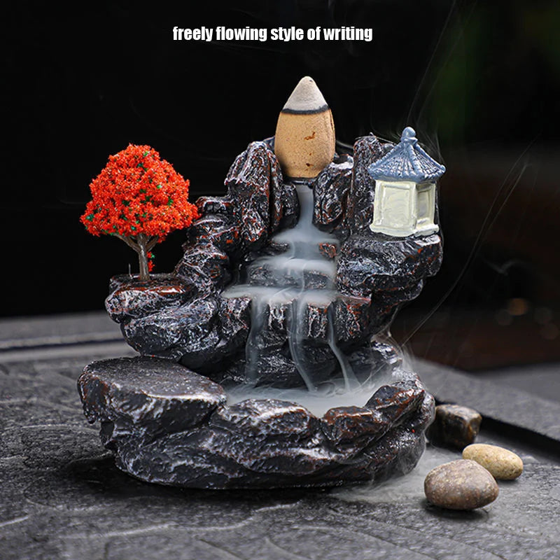 Waterfall Incense Burner - Backflow Incense Holder with Cones