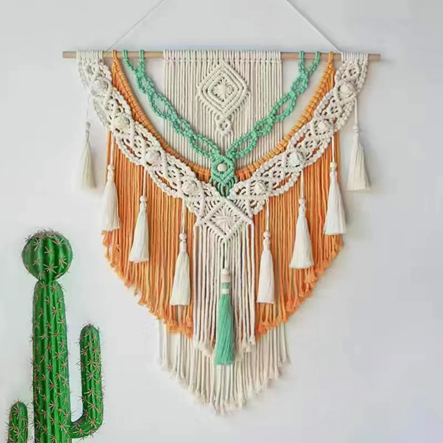 Handmade Macrame Wall Hanging Tapestry - Boho Geometric Cotton Decor
