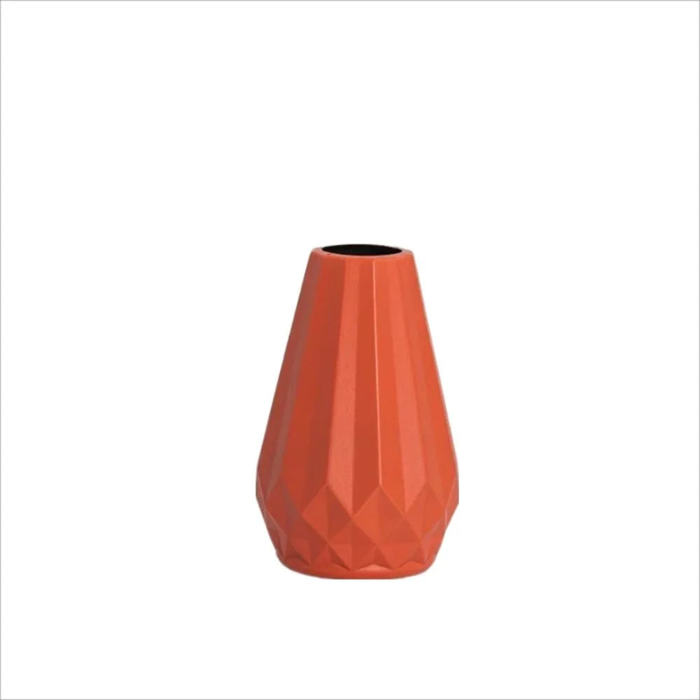 Diamond-Shaped Ceramic-Style Vase - Nordic Modern Flower Pot