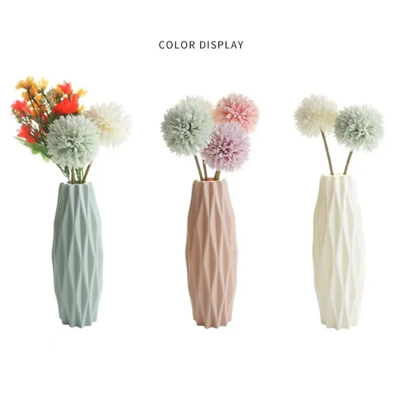 Modern Geometric Plastic Flower Vase - Nordic Style Home Decor