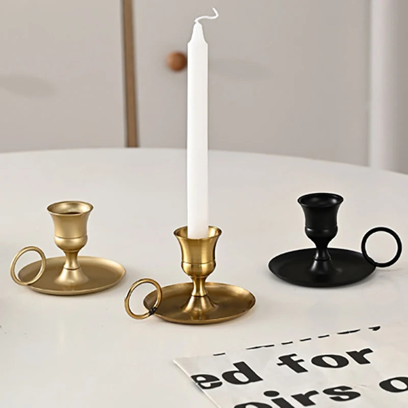 Metal Candle Holder with Handle - Decorative Centerpiece for Dining & Events