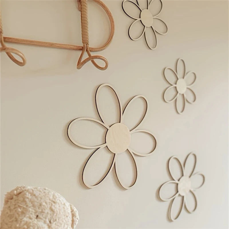 Wooden Flower Wall Art Set (5 Pieces)