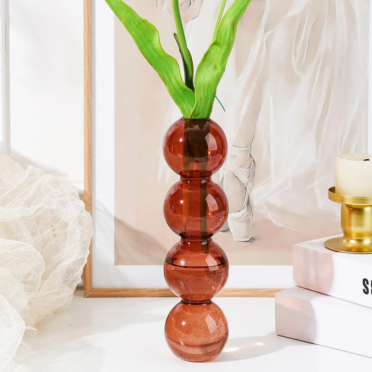 Modern Glass Bud Vase - Artistic Round Ball Design