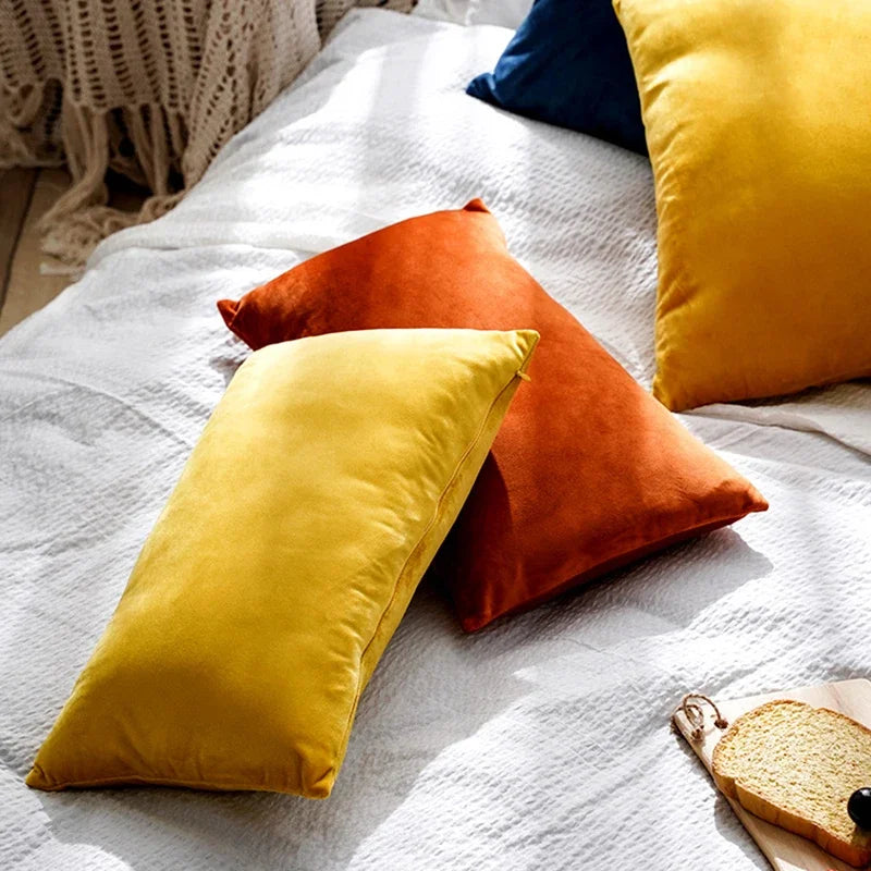 Soft Velvet Lumbar Pillow Cover - Nordic Style 12x20"