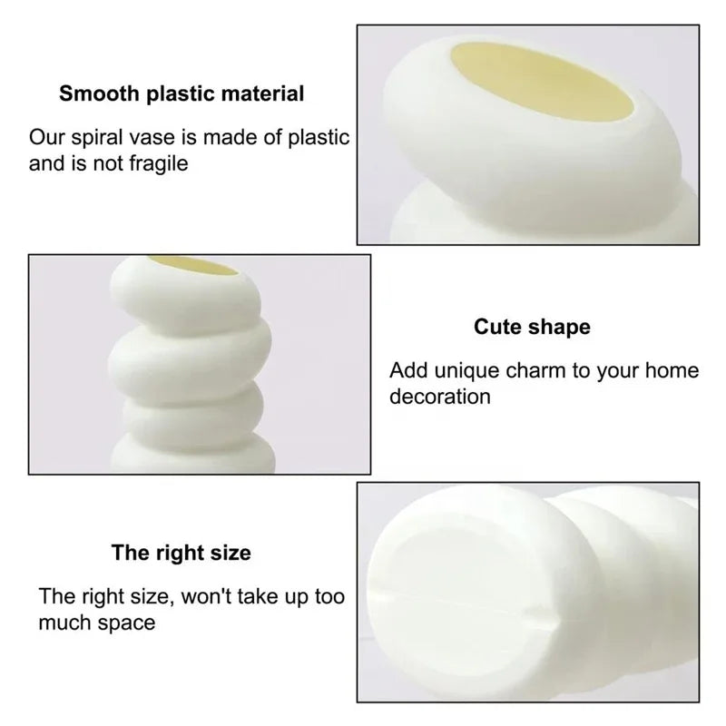 Nordic Spiral White Vase - Modern Decorative Flower Container