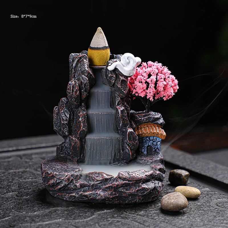 Waterfall Incense Burner - Backflow Incense Holder with Cones