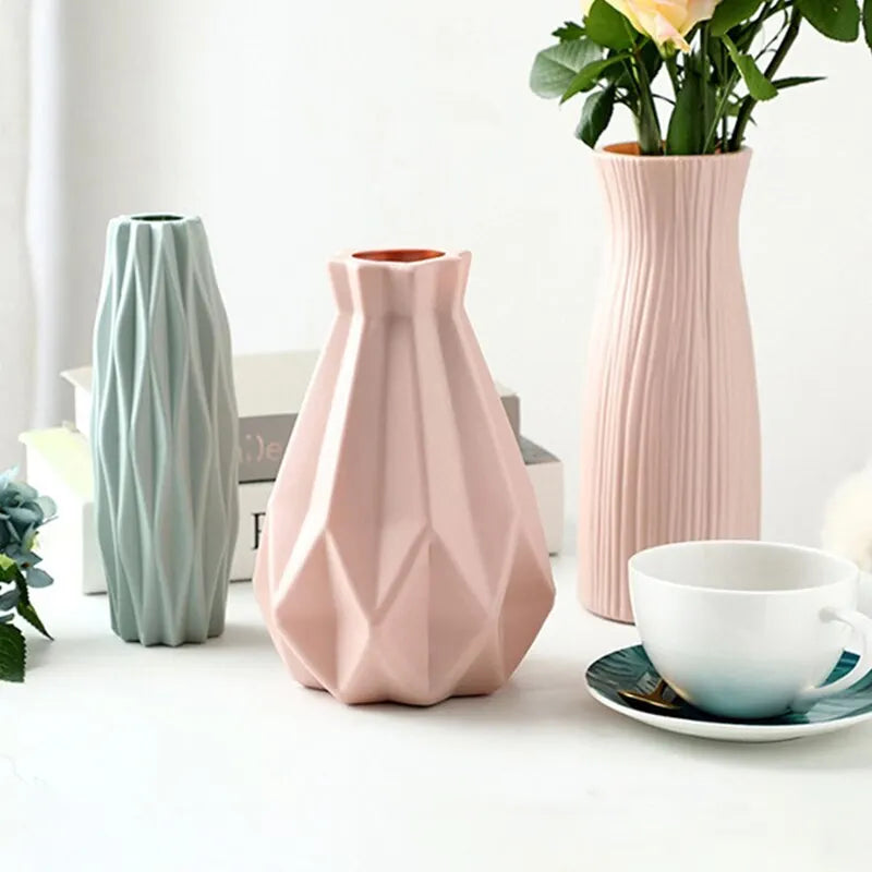 Modern Geometric Plastic Flower Vase - Nordic Style Home Decor