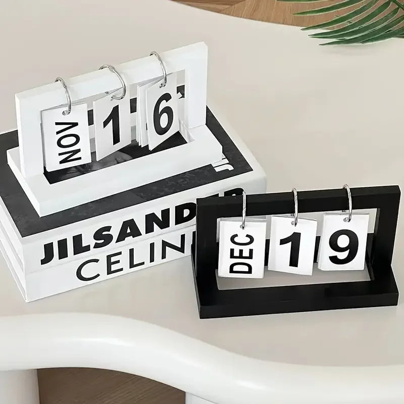 Minimalist Wooden Perpetual Calendar - Modern Desk Decor Accessory