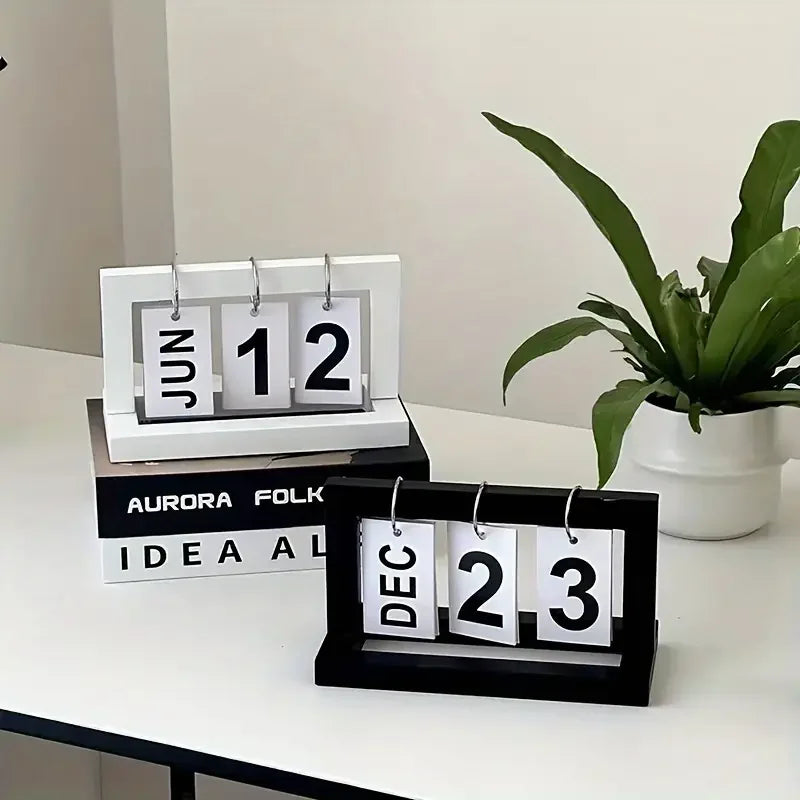 Minimalist Wooden Perpetual Calendar - Modern Desk Decor Accessory