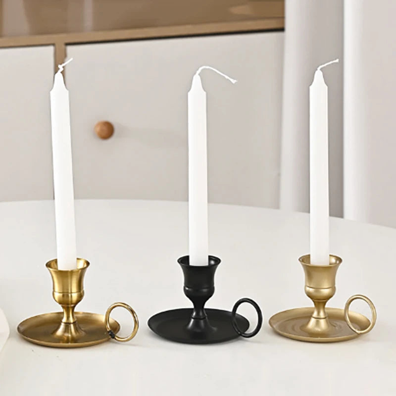 Metal Candle Holder with Handle - Decorative Centerpiece for Dining & Events