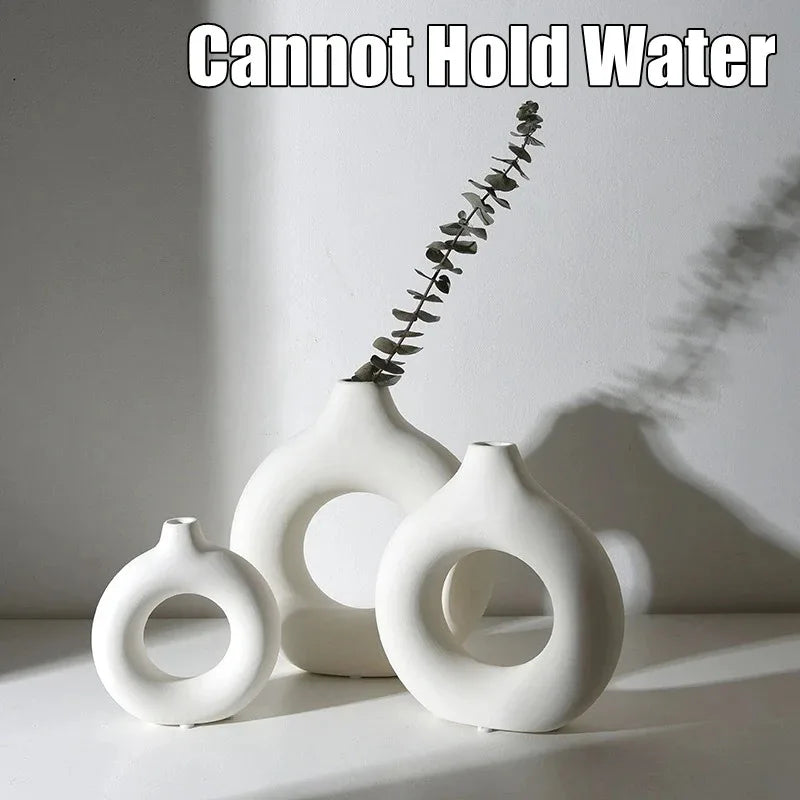 Nordic Donut-Shaped Vase - Modern Minimalist Centerpiece