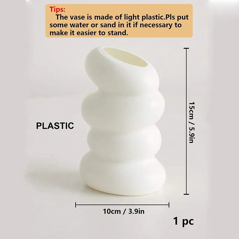 Nordic Spiral White Vase - Modern Decorative Flower Container