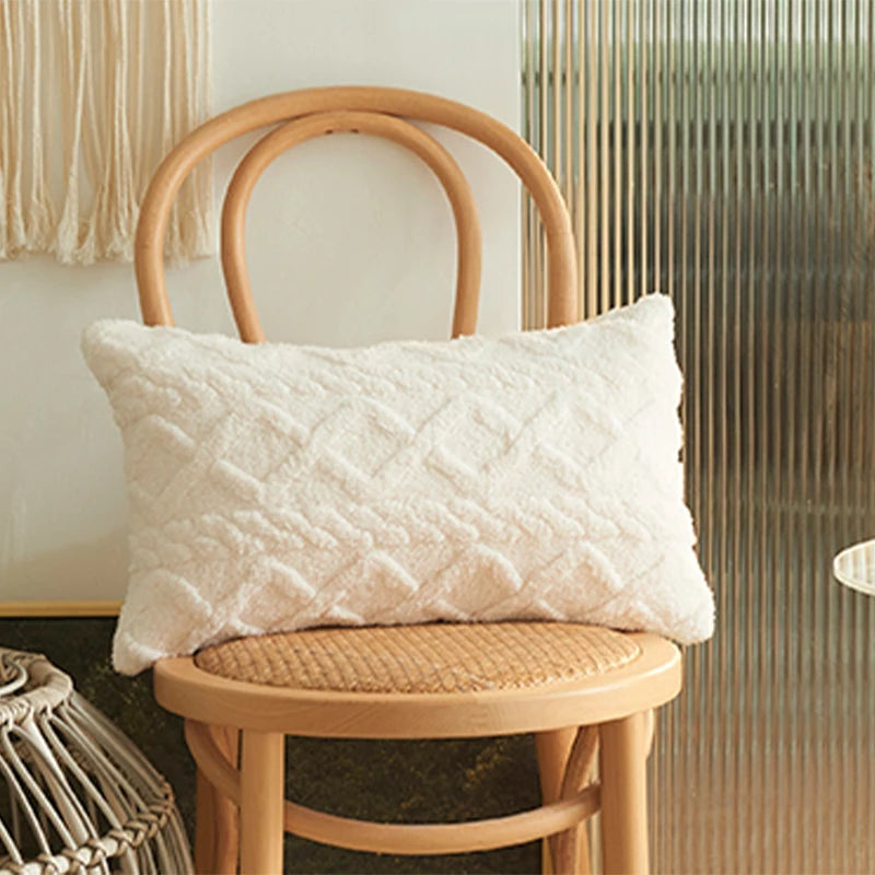 Plush Lumbar Pillow Cover - Soft Decorative Cushion Case 12x20"
