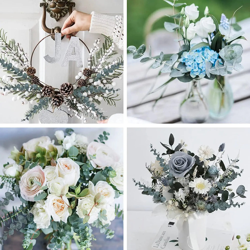 Artificial Eucalyptus Stems - 12 Pack Silver Dollar Greenery for Weddings & Home