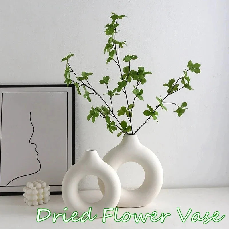 Nordic Donut-Shaped Vase - Modern Minimalist Centerpiece