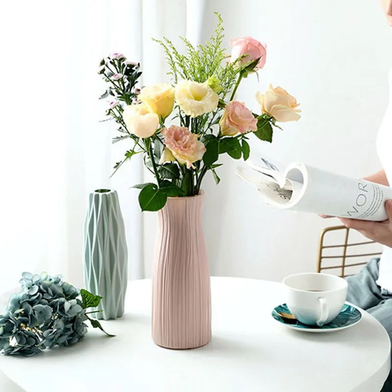 Modern Geometric Plastic Flower Vase - Nordic Style Home Decor