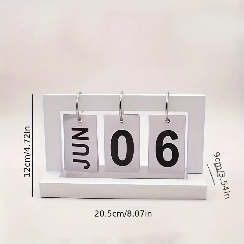 Minimalist Wooden Perpetual Calendar - Modern Desk Decor Accessory