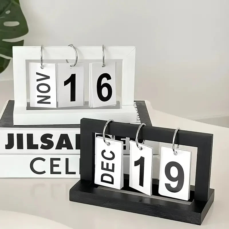 Minimalist Wooden Perpetual Calendar - Modern Desk Decor Accessory